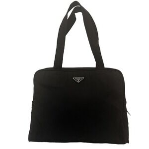 Prada Tessuto Black Nylon Satchel Tote Bag Medium